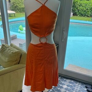 Cult Gaia Vibrant Orange Backless Dress